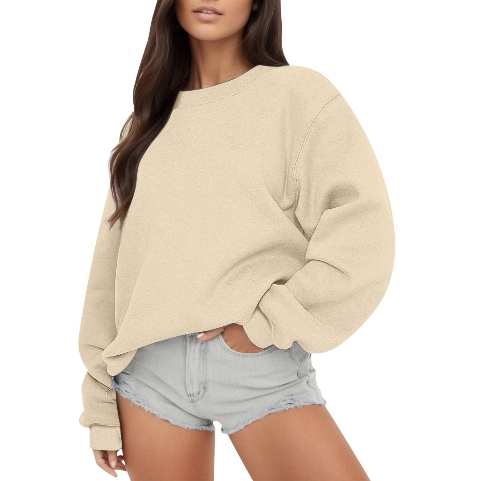 Women's Long Sleeve Drop Sweatshirt Top – Casual Crewneck Tunic For Everyday Comfort | Yihaojia Relaxed Fit