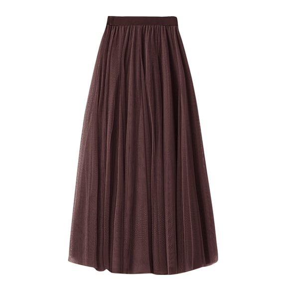 TAIAOJING Women Mid Length Skirt Dance Party A Line High Waisted Tulle Skirt Holiday Party Costume Half Skirts