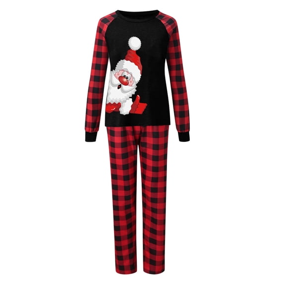 TAIAOJING Women Mom Christmas Santa Print Long Sleeve Tops And Pants 2PC Set Outfirs Family Matching Pajamas Sleepwear Xmas Clothes Pjs Matching Sets Loungewear Outfits