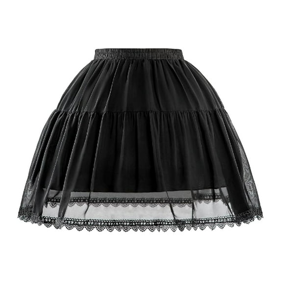 TAIAOJING Women Petticoat 2 Adjustable Hoop Skirt Lace Short Lolita Vintage Gothic Underskirt For Party Dress