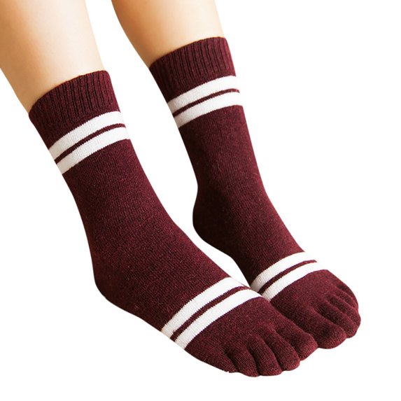 TAIAOJING Women Print Multicolor Toe Socks Five Finger Socks Warmer Wool Funny Socks Casual Socks