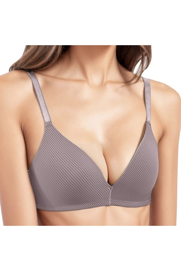 Women Push Up Padded Bra Casual Multicolor Solid Color Triangle Cup Wirefree Adjustable Shoulder Strap Bra Simple Thin Underwear