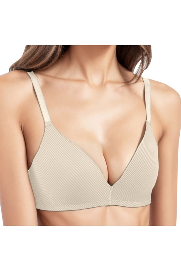 Women Push Up Padded Bra Casual Multicolor Solid Color Triangle Cup Wirefree Adjustable Shoulder Strap Bra Simple Thin Underwear