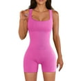 thumbnail image 1 of TAIAOJING Women Ribbed Yoga Rompers Workout Square Neck Sleeveless Sport Shorts Romper, 1 of 7