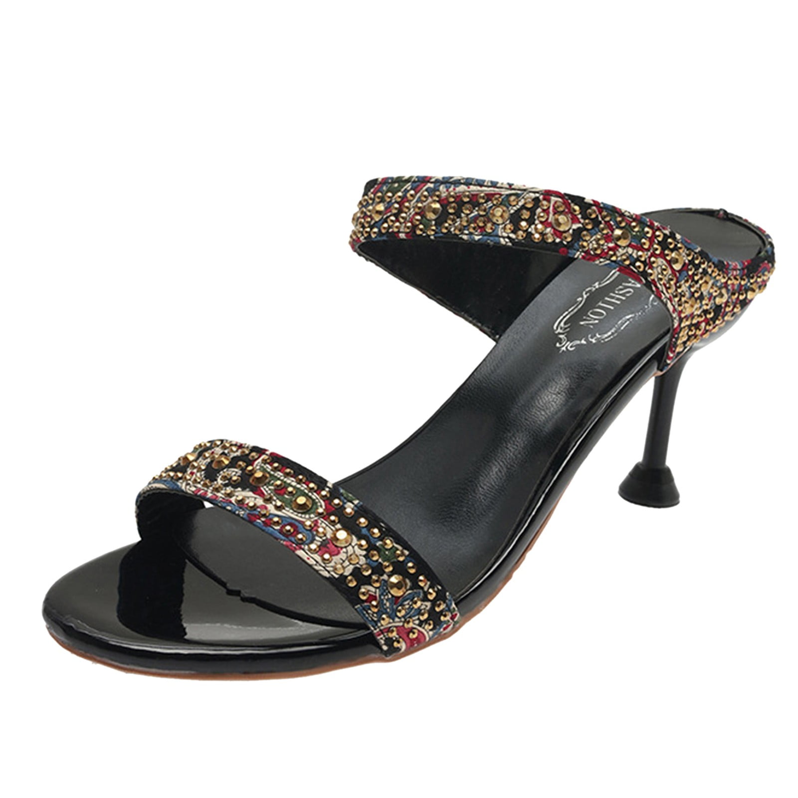 TAIAOJING Women Sandals Spring Summer Sandals High Heel Open Toe Metal ...