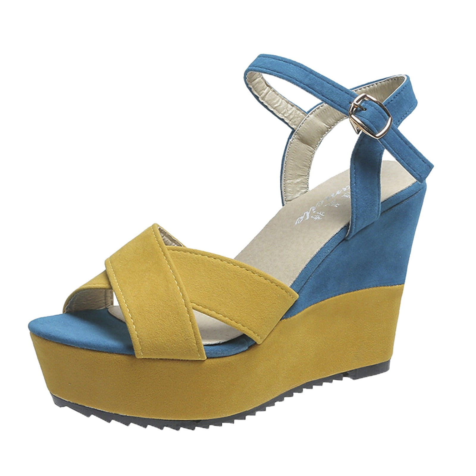 TAIAOJING Women Sandals Spring Summer Sandals Wedge High Heels Suede ...