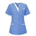 thumbnail image 1 of TAIAOJING Women Scrubs Tops Casual Short Sleeve V Neck Nursed Working T Shirts Top With Pocket Solid Color Blouse, 1 of 4