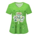 thumbnail image 1 of TAIAOJING Women Scrubs Tops Fashion Casual Four Leaf Print Short Sleeve Pocket Loose Wear T Shirt, 1 of 6
