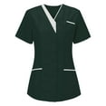 thumbnail image 1 of TAIAOJING Women Scrubs Tops Printed Sleeve Working Blouse V Neck Tops Short T Shirt Tops Blouse, 1 of 2