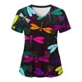 thumbnail image 1 of TAIAOJING Women Scrubs Tops Short Sleeve V Neck Floral Printed Top Nursed Working T Shirts Blouse With Pockets, 1 of 4