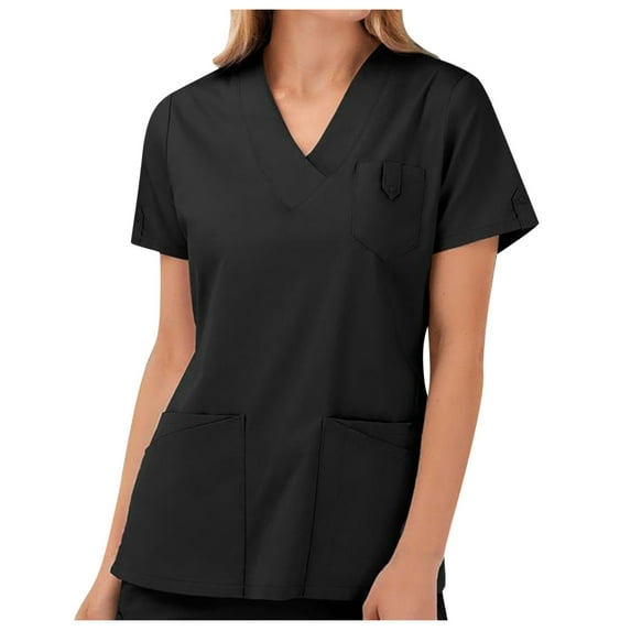 TAIAOJING Women Scrubs Tops Short Sleeve V-Neck Pocket Care Workers T-Shirt Tops
