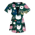 thumbnail image 1 of TAIAOJING Women Scrubs Tops Short Sleeve V-neck Tops Work Uniform Print Patchwork Pocket Blouse, 1 of 3