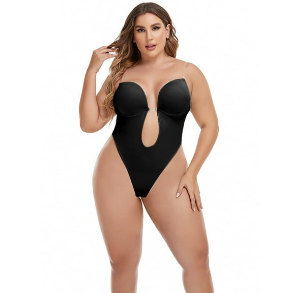 TAIAOJING Women Shapewear Bodysuit Tummy Control Plus Size Backless Built In Bra Body Shaper Seamless With