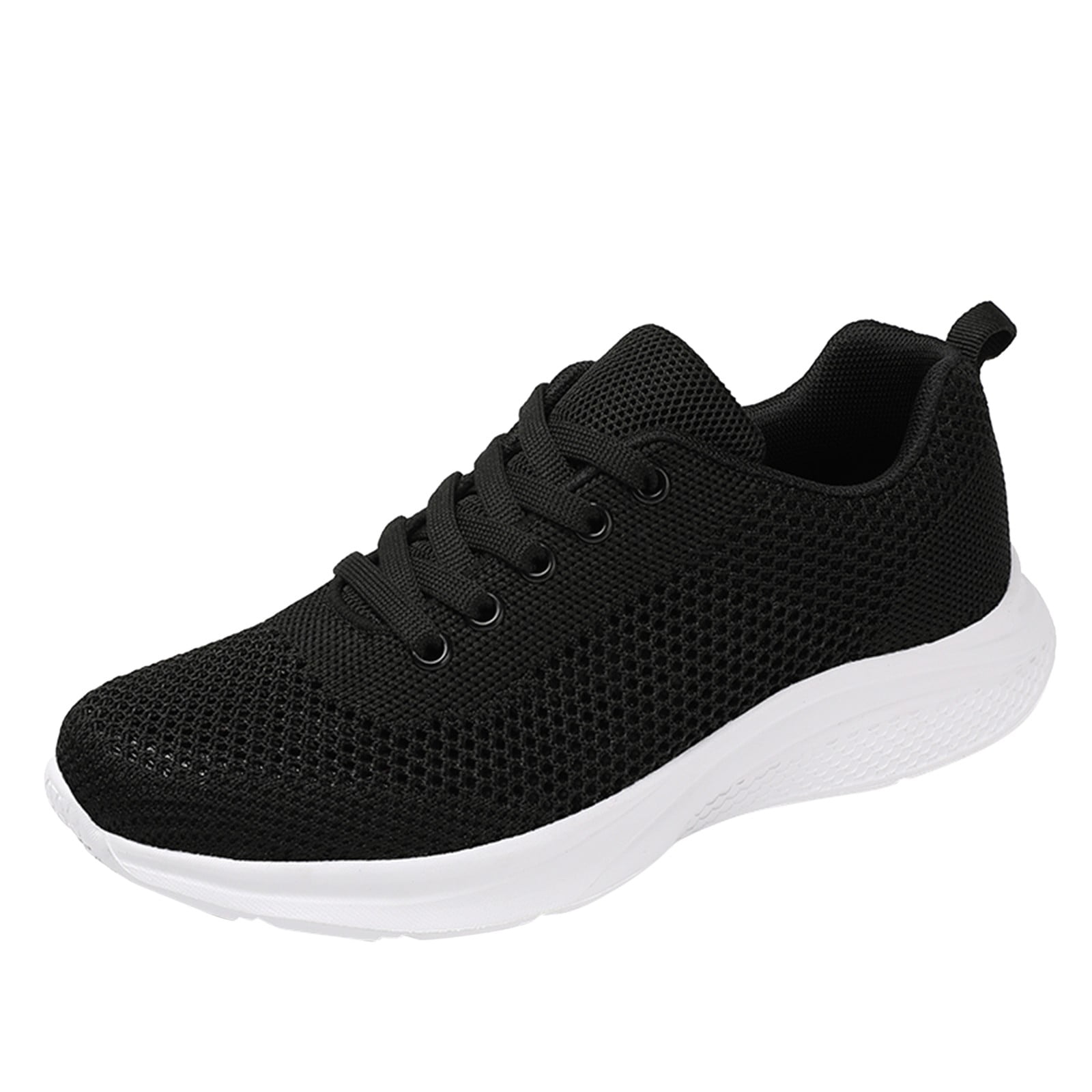 TAIAOJING Women's Breathable Running Sports Sneakers, Flat Heel Open Toe, Black, 37