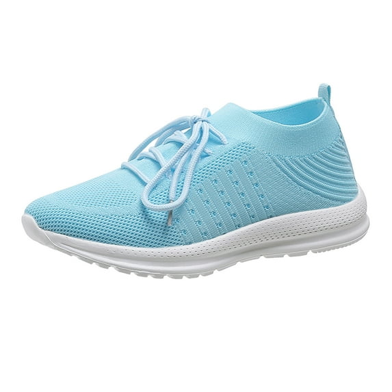 TAIAOJING Women Sneakers Leisure Ladies Fashion Solid Color Mesh Breathable Lace Up Soft Bottom Flat Casual Sports Shoes