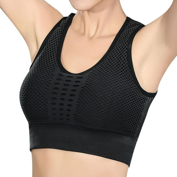 TAIAOJING Women Sports Bras Mesh Padded Sports Bra Crop Tops Yoga Workout Gym Fitness Vest Shaper Brassiere