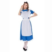 TAIAOJING Women Summer Casual Dresses Waiter Colorful Cafe Restaurant Maid Dress