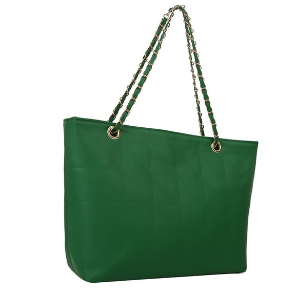 TAIAOJING Women Tote Bag Ladies Fashion Solid Color Leather Diamond Bag Zipper Metal Chain Shoulder Strap Shoulder Bag Handbag