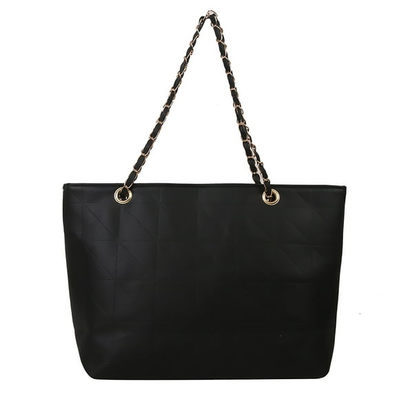 TAIAOJING Women Tote Bag Ladies Fashion Solid Color Leather Diamond Bag Zipper Metal Chain Shoulder Strap Shoulder Bag Handbag