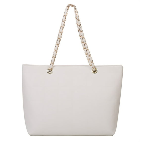 TAIAOJING Women Tote Bag Ladies Fashion Solid Color Leather Diamond Bag Zipper Metal Chain Shoulder Strap Shoulder Bag Handbag