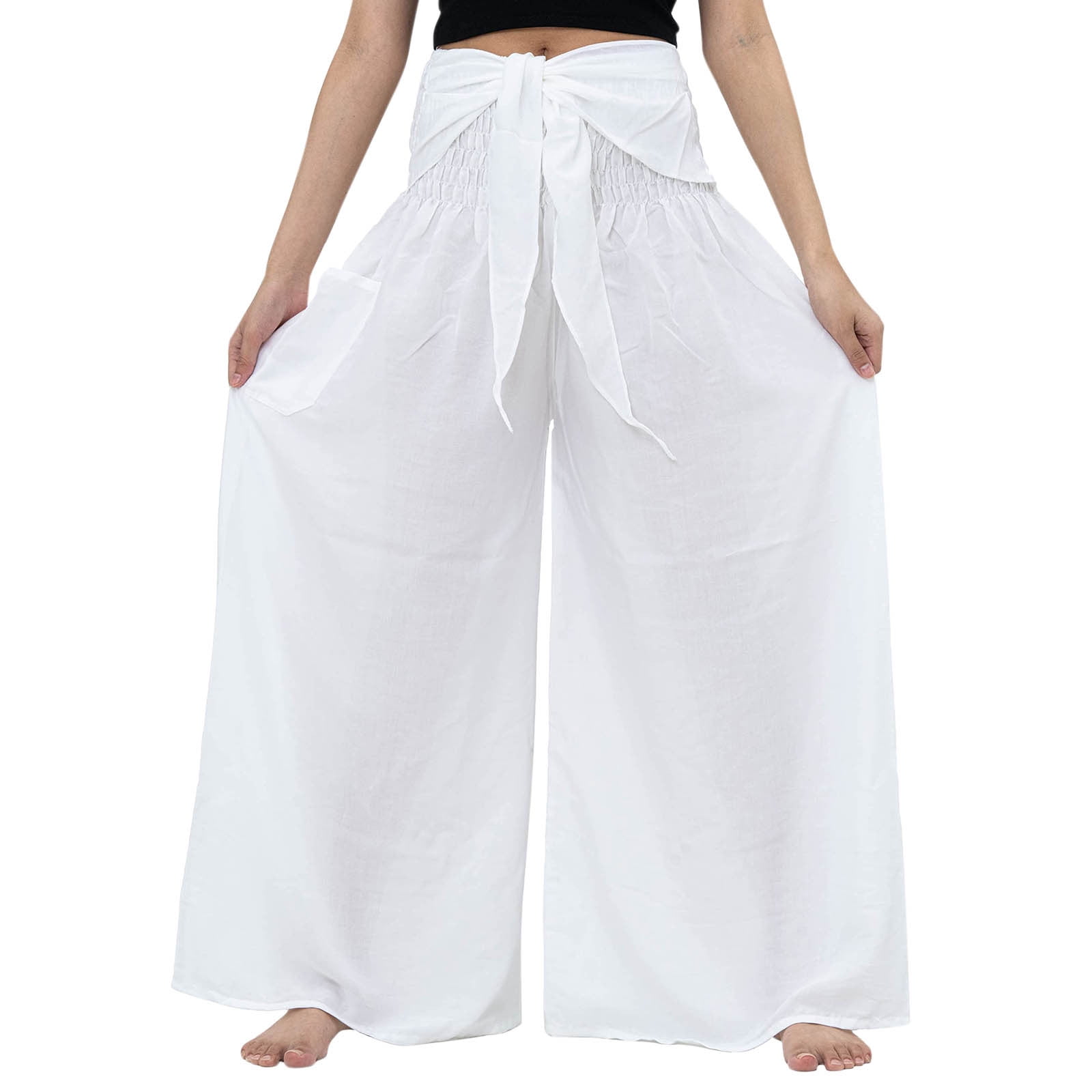High-Waisted Wide-Leg Pants, Wrap Around Trousers