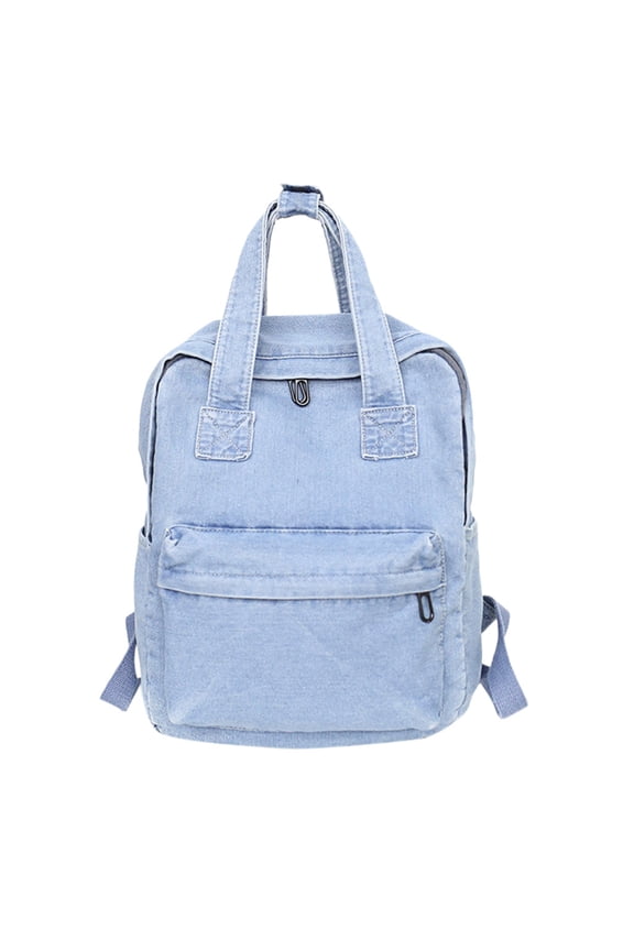 Backpack Denim Ladies Solid Color Wild Large Capacity Shoulder Bag Handbag Backpacks