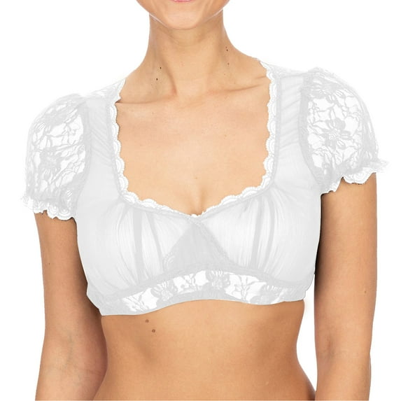 TAIAOJING Women's Bavarian Oktoberfest Lace Crop Top underwire vest elegant Dirndl for oktoberfest Blouse Shirt