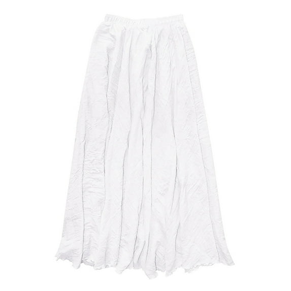 TAIAOJING Women's Bohemian Style Elastic Waist Band Cotton Linen Long Maxi Skirt Dress