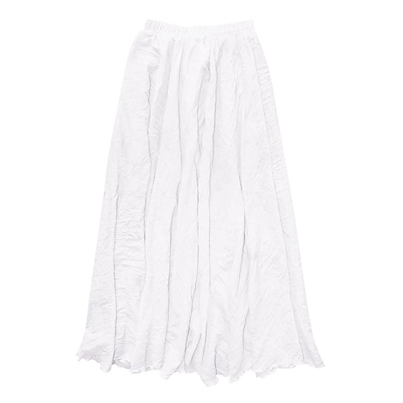 TAIAOJING Women's Bohemian Style Elastic Waist Band Cotton Linen Long Maxi Skirt Dress
