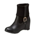 thumbnail image 1 of TAIAOJING Women's Boots Knit Mouth Adjustable Buckle Inner Wedge Boots, 1 of 5