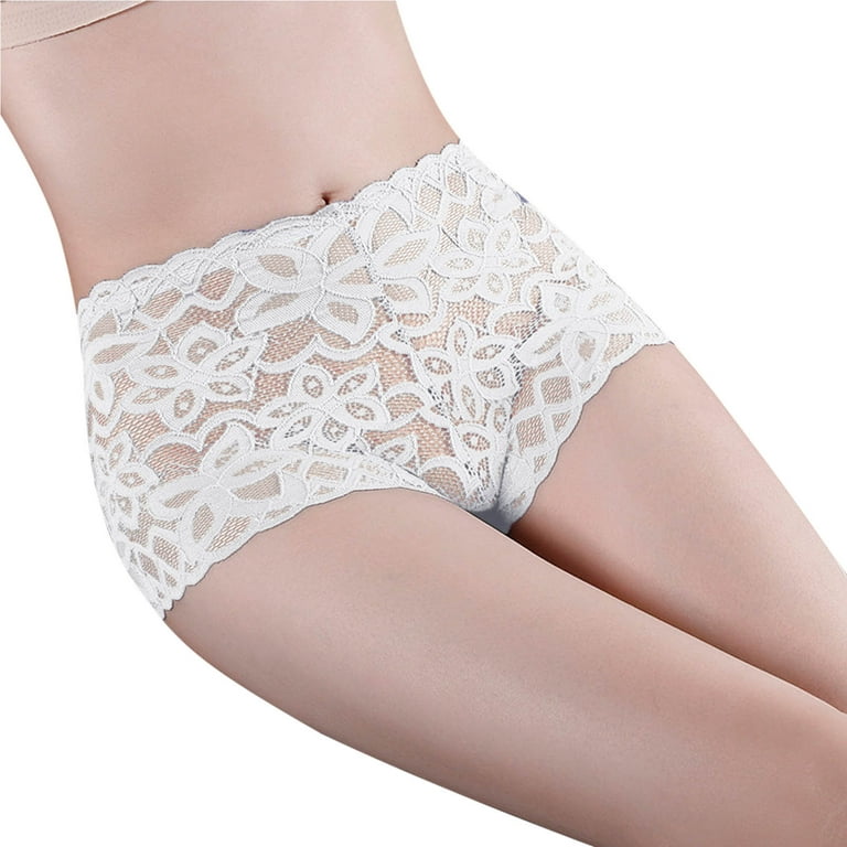 Cotton High Waist Panty with Mesh & Lace, Regular