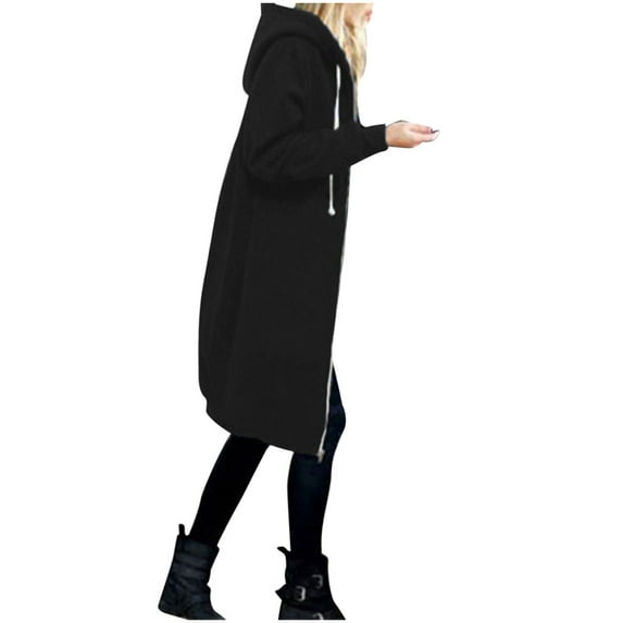 TAIAOJING Women's Fashion Coat Warm Zipper Open Hoodies Sweatshirt Long Coat Jacket Tops