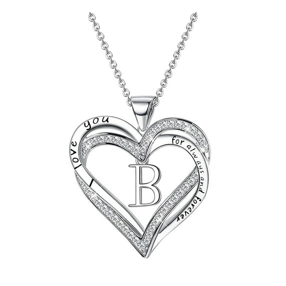 TAIAOJING Women's Fashion Heart Letter Necklace 26 Letters Love Clavicle Neck Chain