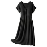 TAIAOJING Womens Floral Short Sleeve Summer Maternity Nursing Breastfeeding Dress Thread Dress Thin Crewneck Breastfeeding Dress
