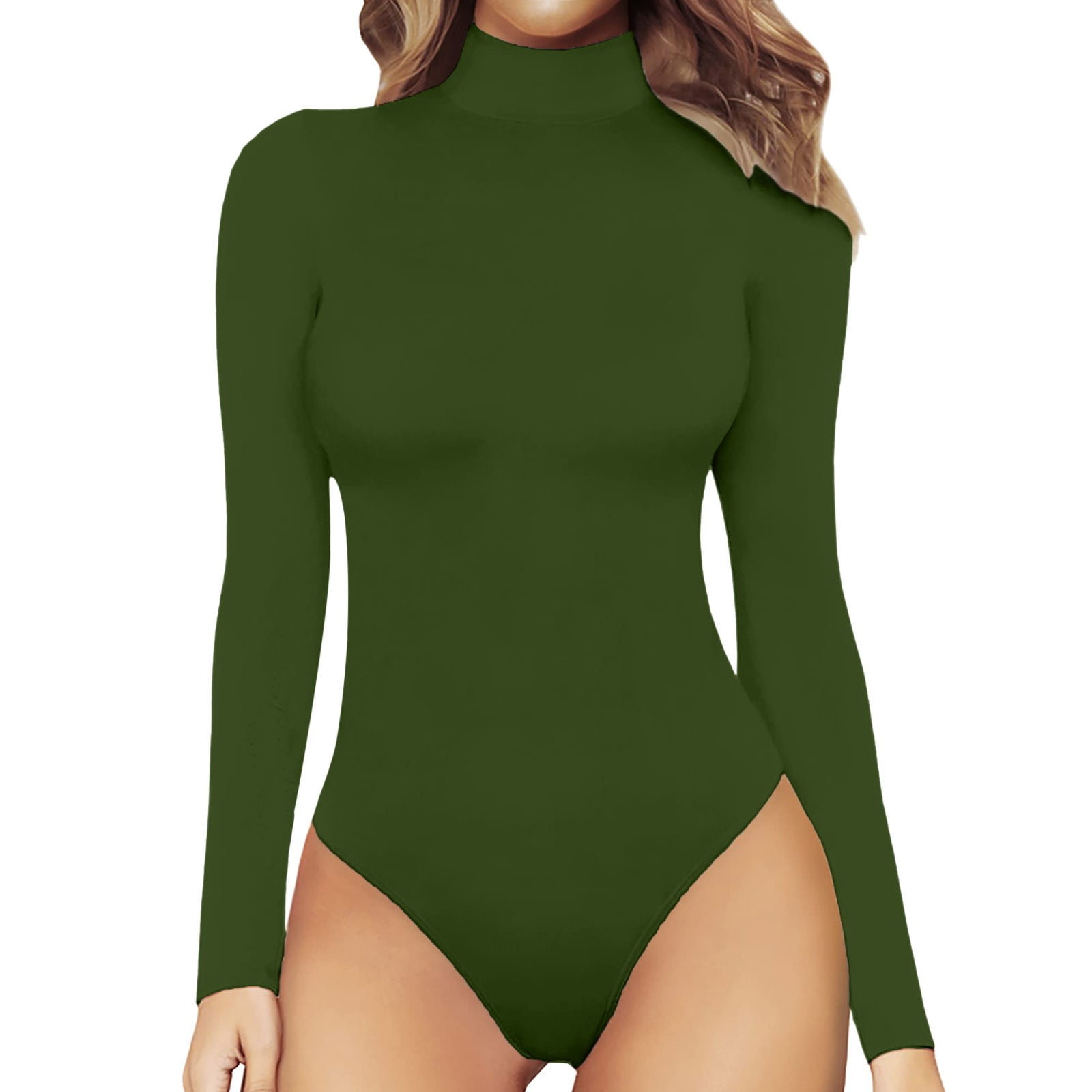MANGOPOP Women's Modal V-Neck Bodysuit - Short Sleeve Folded Over Tops - View #11