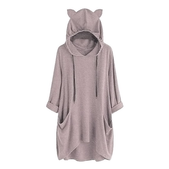 TAIAOJING Women's Oversized SweatshirtCasual Long Sleeve Letter Printed Cat Ear Hoodies Pullover Drawstring Blouse With Pocket Graphic Sweatshirts For Women