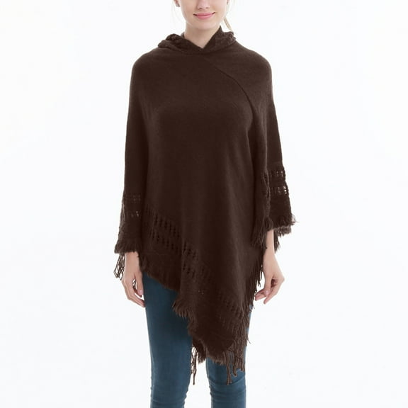 TAIAOJING Women's Scarf Shawls and Wraps Autumn Winter Fashion Cloak Top Shirt Solid Color Hedging Knitted Shawl Cloak With Hood Soft Warm Cloak Top Pullover Cape