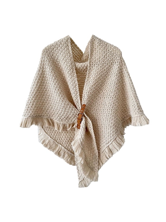 Women's Scarf Shawls and Wraps Large Front Poncho Sweater Topper Knitted Elegant Shawls Pullover Cape