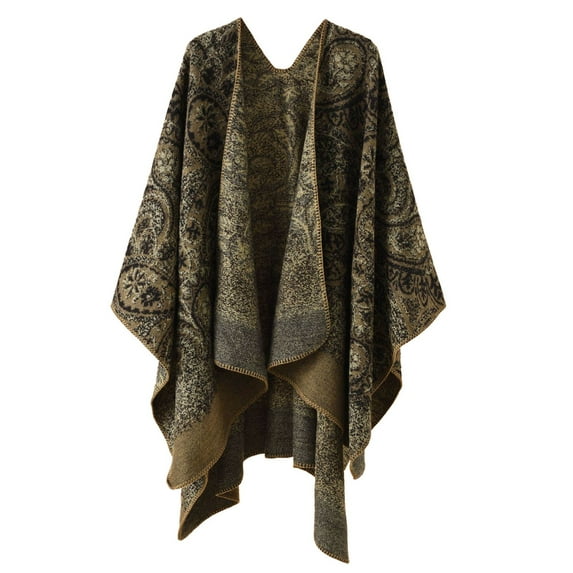 TAIAOJING Women's Scarf Shawls and Wraps Printed Shawl Fashionable Warm Soft Cardigans Double Thickened Shawl Pullover Cape