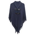 thumbnail image 1 of TAIAOJING Women's Scarf Shawls and Wraps Tassel Horn Buckle Solid Color Irregular Double Tassel Warm Thickening Pullover Cape, 1 of 2