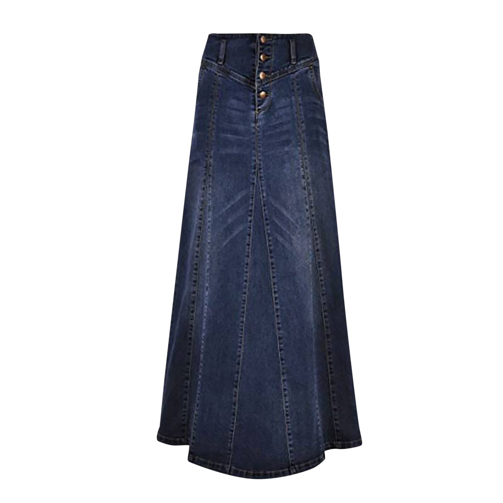 TAIAOJING Women's Short Jean Skirt Retro Exposure Button Fly Packaged A ...