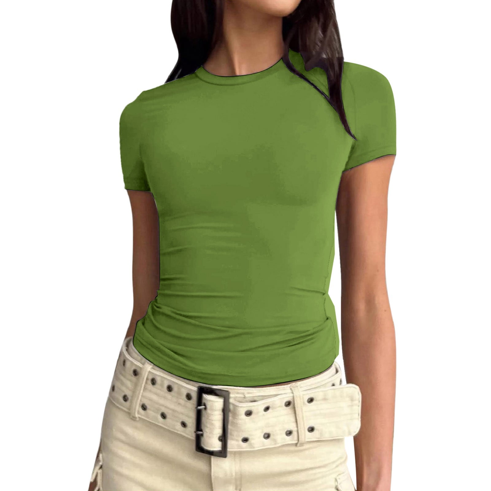 Cropped Slim-Fit Long Sleeve T-Shirt – Trendy Geometric Style Top