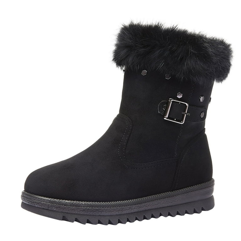 TAIAOJING Women s Snow Boots Velvet Foot Boots Warm Solid Color