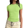 thumbnail image 1 of TAIAOJING Women's Soild Trendy Slim Short Sleeve Basic Sexy Slim Bottom T Shirt Top, 1 of 7