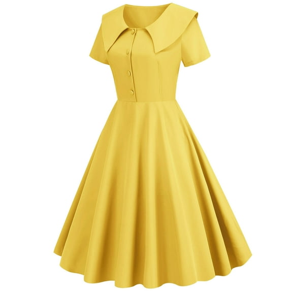 TAIAOJING Women's Summer Casual T Shirt Dresses Party Casual Solid Short Sleeve Housewife Evening Party Prom Dresses