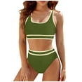 thumbnail image 1 of TAIAOJING Women's Tummy Control Swimsuits High Waisted Bikini Sets Sporty Two Piece Swimsuit Color Block High Cut Bathing Suits, 1 of 7