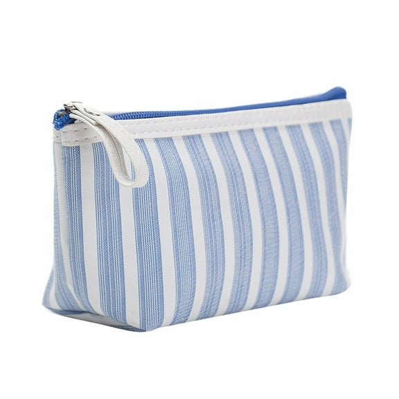 TAIAOJING Women's Wallet Two Color Striped Zipper Creative Travel Makeup Portable Travel Storage Bag