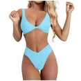thumbnail image 1 of TAIAOJING Womens Bikini Set Two Piece Bikini Set For Solid V Neck Knot Front Push Up High Leg Thong Two Piece Swimsuit, 1 of 5