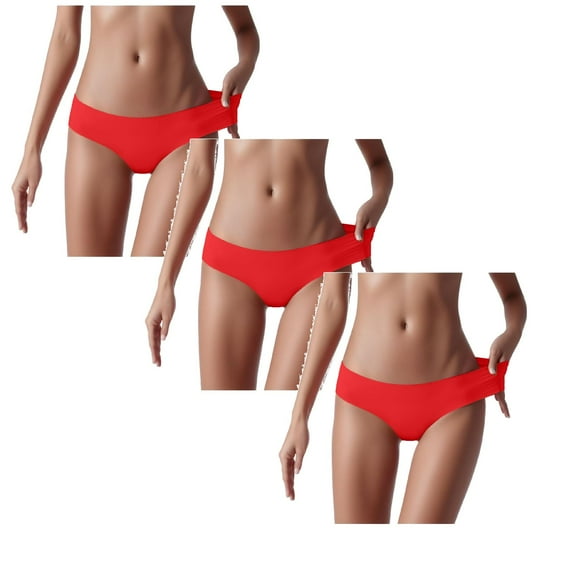 TAIAOJING Womens Briefs Underwear Breathable Midwaist Silk Non- Color Solid, 3 Pack