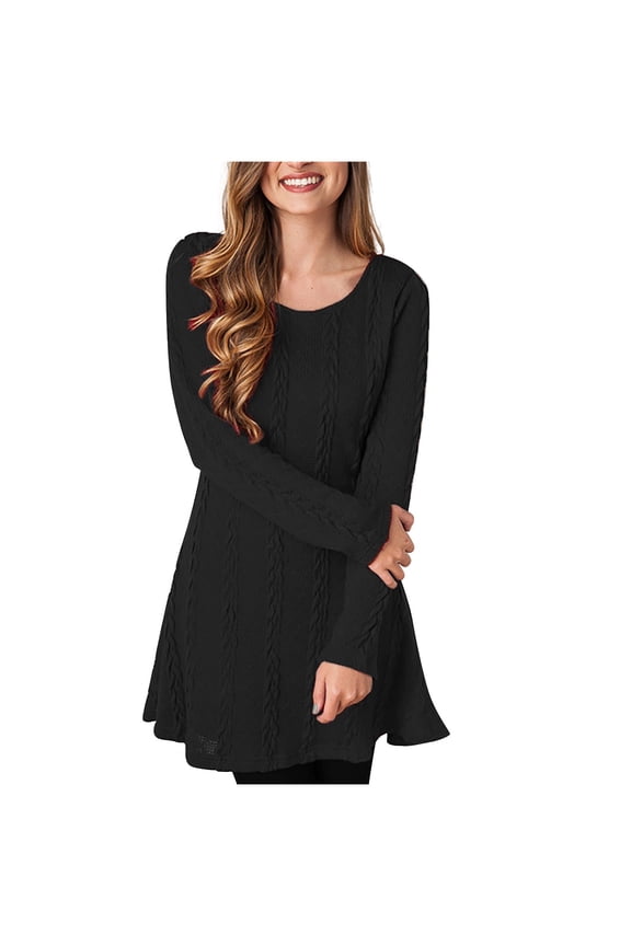 Womens Casual Crewneck Sweater Fashion Tight Long Sleeve Solid Color Dress Knit Pullover Sweaters